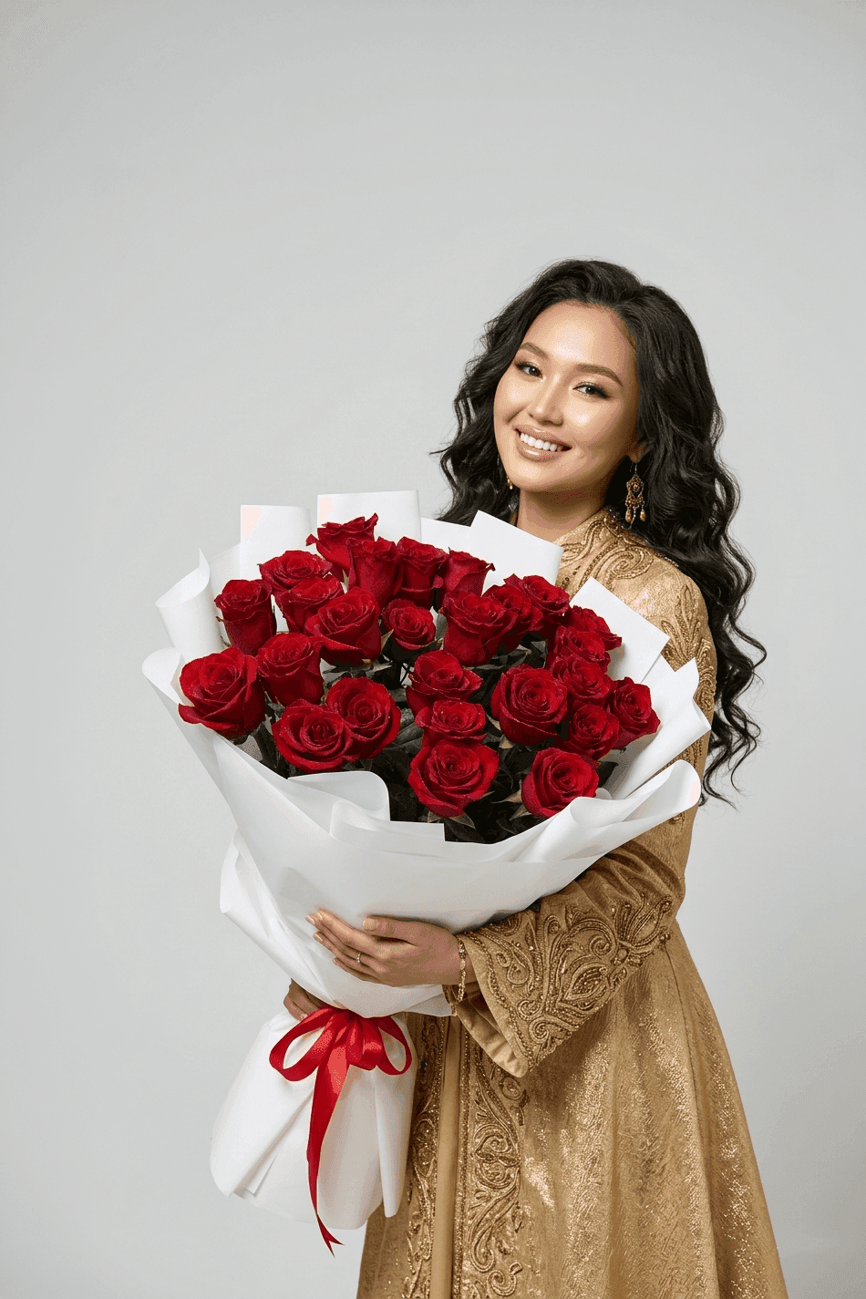 25 красных голландских роз премиум